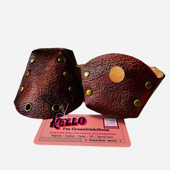 Oxblood leather roller skates toe guards    Roller skate toe caps - Picture 4 of 8